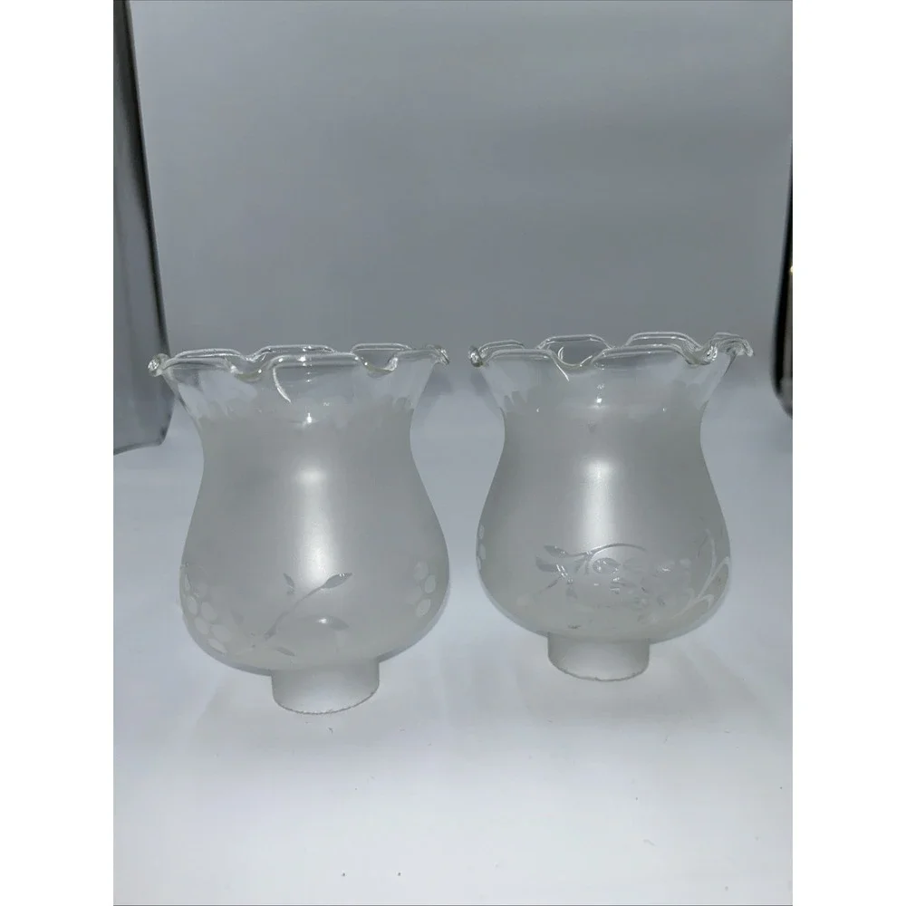 Vintage Tulip Frosted Cut To Clear Glass Shade Lamp Light 5